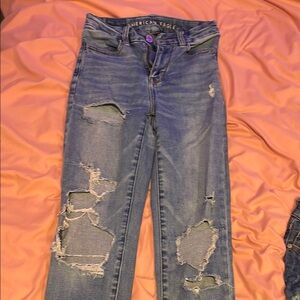 American Eagle Outfitters Women's Distressed Blue Jeans